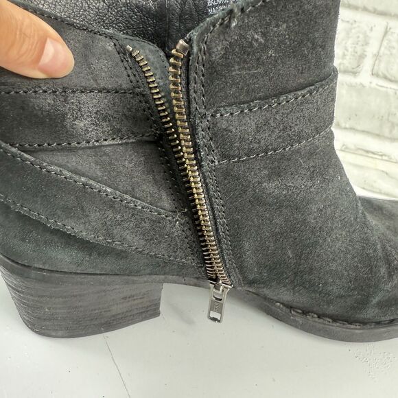Born Jorgette Suede Black Leather Women's Size 9.5 Buckle Western Ankle Boots - Picture 12 of 14